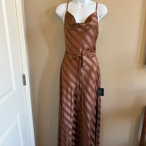 Lulu's Chocolate Brown Striped Maxi Dress